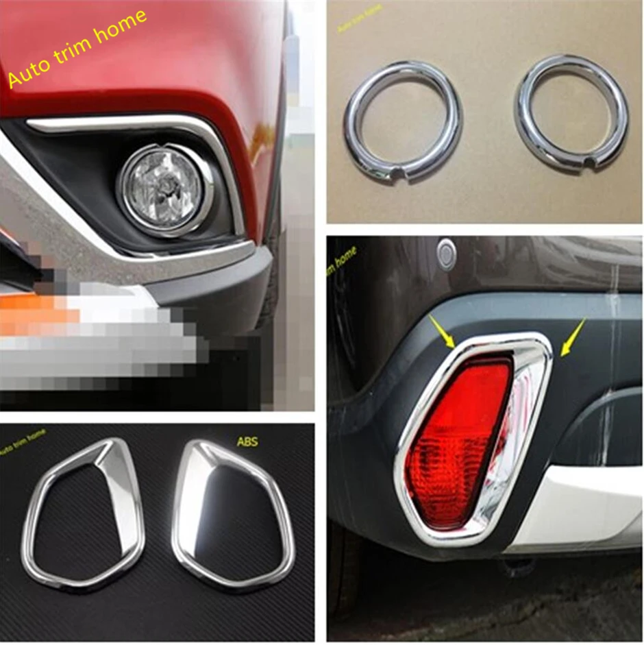 

Car Accessories Front + Rear Tail Bumper Fog Lights Lamps Decor Frame Cover Trim Fit For Mitsubishi Outlander 2015 - 2017 Chrome