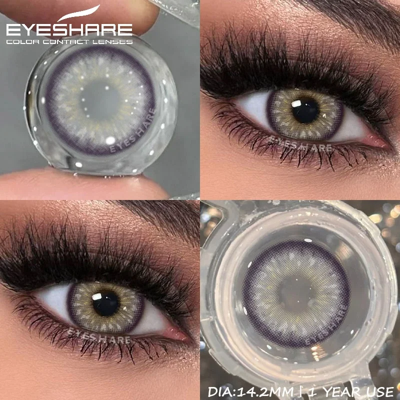 D'ORELLA 1 Paar farbige Kontaktlinsen für Augen, blaue Kontaktlinsen, hochwertige natürliche graue Kontaktlinsen, braun, Jahreskontakt – Detail 14