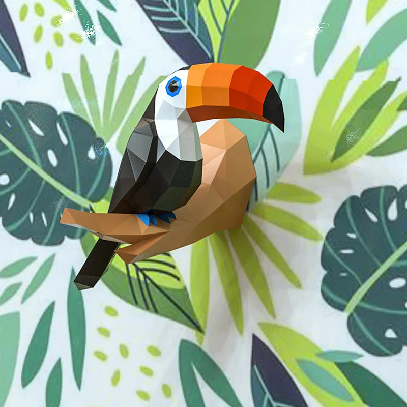 Toucan 3D Paper Model Papercraft Home Decor Birds Animal Wall Decoration Puzzles Educational Kids Toys Birthday Christmas Gift 3d paper model
