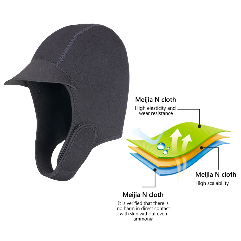 Description Picture 5 of itemNeoprene Swimming Cap Wear-resistant Quick Dry Surf Cap Sun Protection Ear Protector Snorkel Equipment for Surfing Kayak Rafting