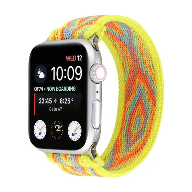 Elastic Scrunchie Strap Band for Apple Watch 7 5 6 4 8mm 40mm 42mm 44mm Women Bracelet for iwatch series 7 6 se 5 4 45mm 41mm multicolor yellow
