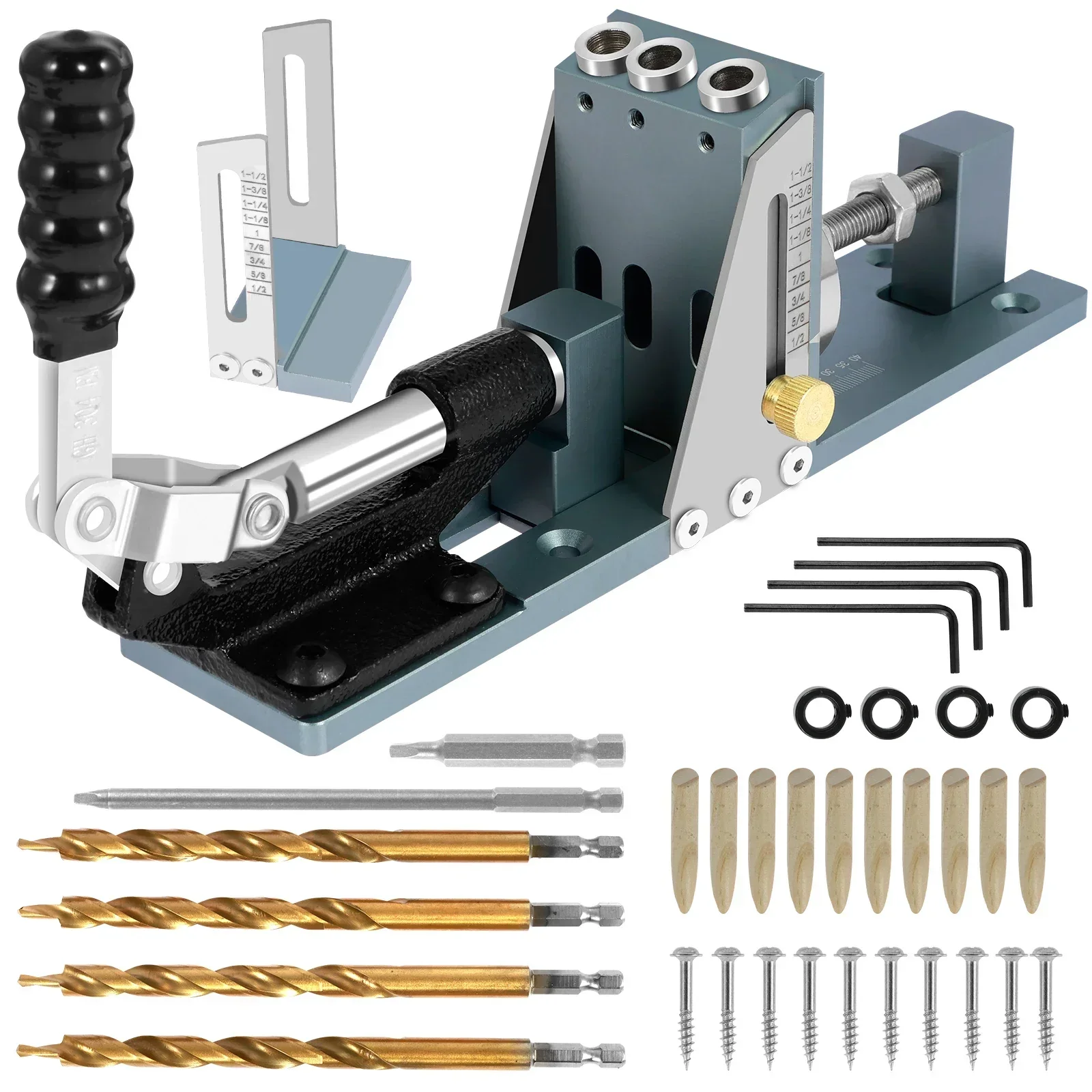 PocketHoleJigKitAdjustableAluminumAlloyPocketScrewJigDrill