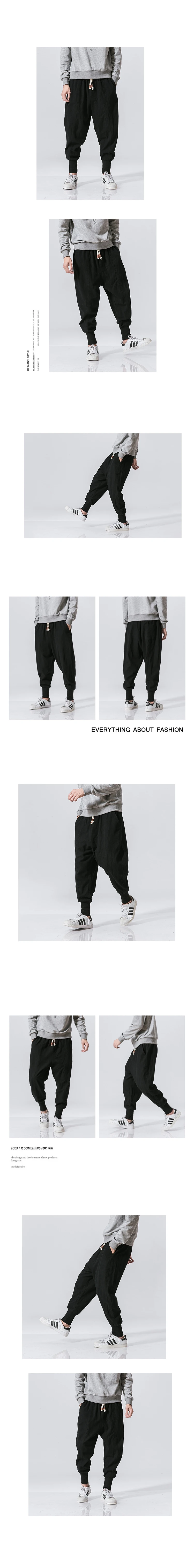 Description Picture 3 of itemNew Oversized Men Harem Pants Loose Chinese Style Cotton and Linen Sweatpants Joggers High Quality Casual Trousers Men Pants