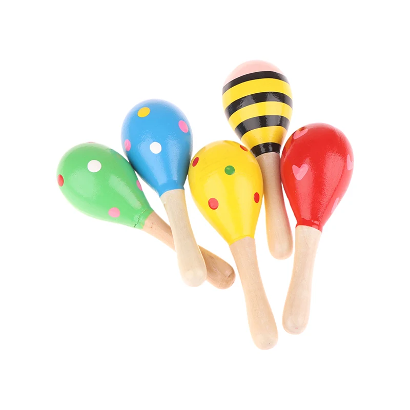 2Pcs Cute Mini Wooden Sand Hammer Maracas Rattle Shaker Toys For Baby Musical Instruments Baby Shower Party Favors Gift Kids