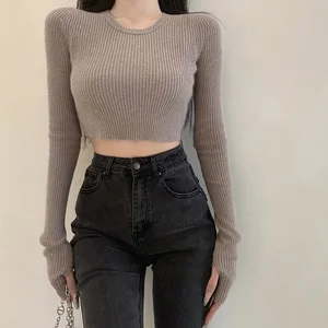 Women's Bottoming Shirt Crew Neck Slim Fit Casual Versatile Knitted Autumn Winter All-Match Inside Wear Sweater