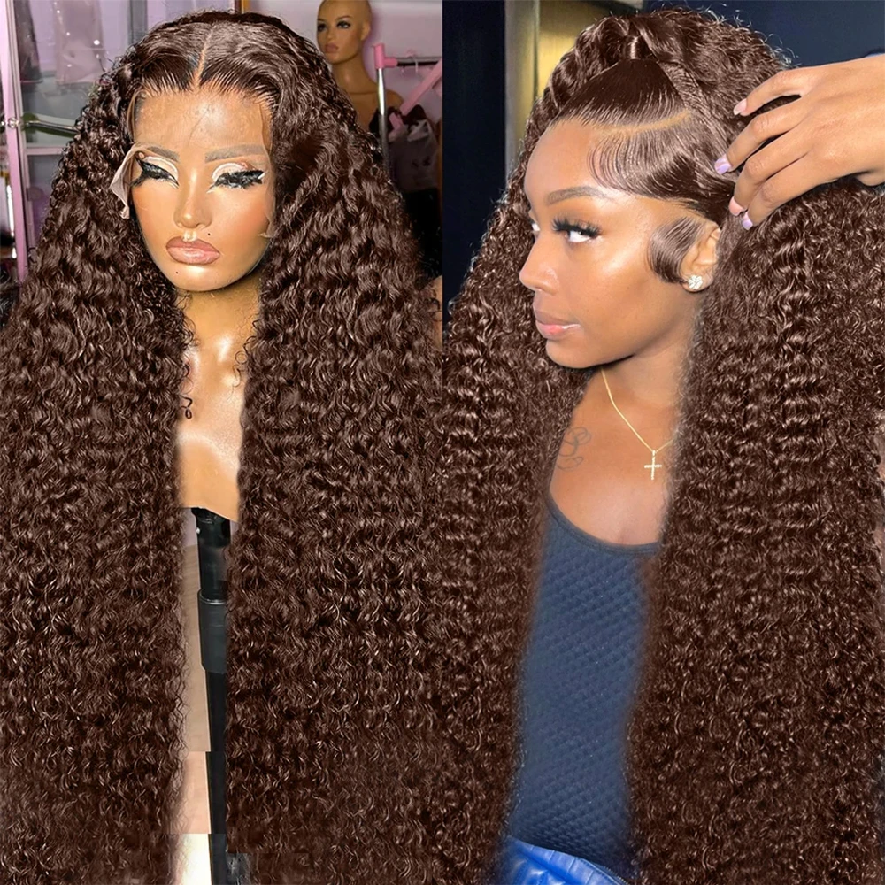 

CEXXY 13x4 13x6 Deep Wave Chocolate Brown Lace Frontal Wigs Human Hair For Women Glueless Wig Human Hair Ready to Wear And Go
