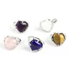 Crystal Heart Rings Natural Amethyst Rose Quartz Lapis Lazuli Aventurine Agate Stone Adjustable Finger Ring For Women Men Girls 2