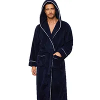 Automne et hiver confortable coton flanelle luxe ouvert tissage vêtements de nuit pour couples hommes chaud peignoir vêtements de nuit vêtements de nuit 5