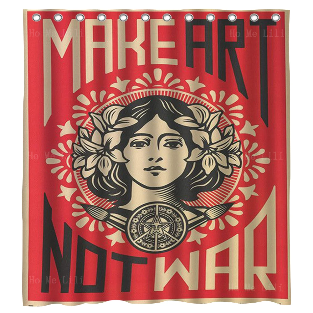 

Make Art Not War Anti-war Sign Goddess Of The Living World Smoking Weed Hippie Shower Curtain By Ho Me Lili For Bathroom Decor