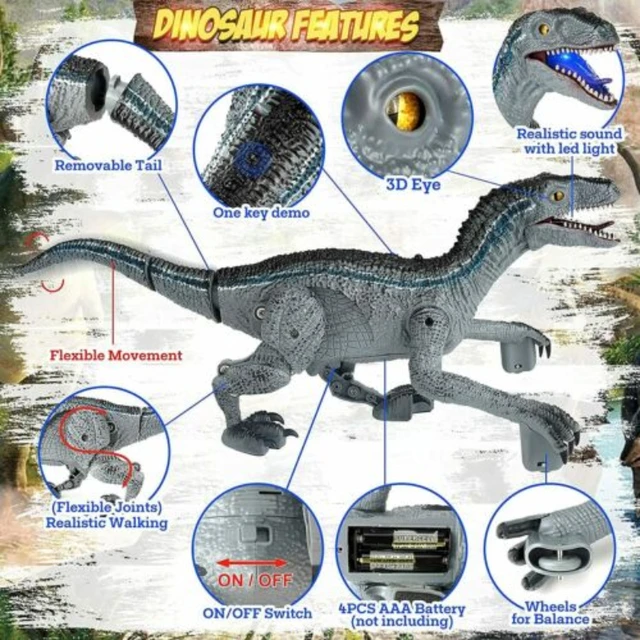 RC Dinosaurios de Juguete Blue Velociraptor Remote Control Dinosaur Toys for Boys Jurassic World Raptor Dinozaur Gifts for Kids 2