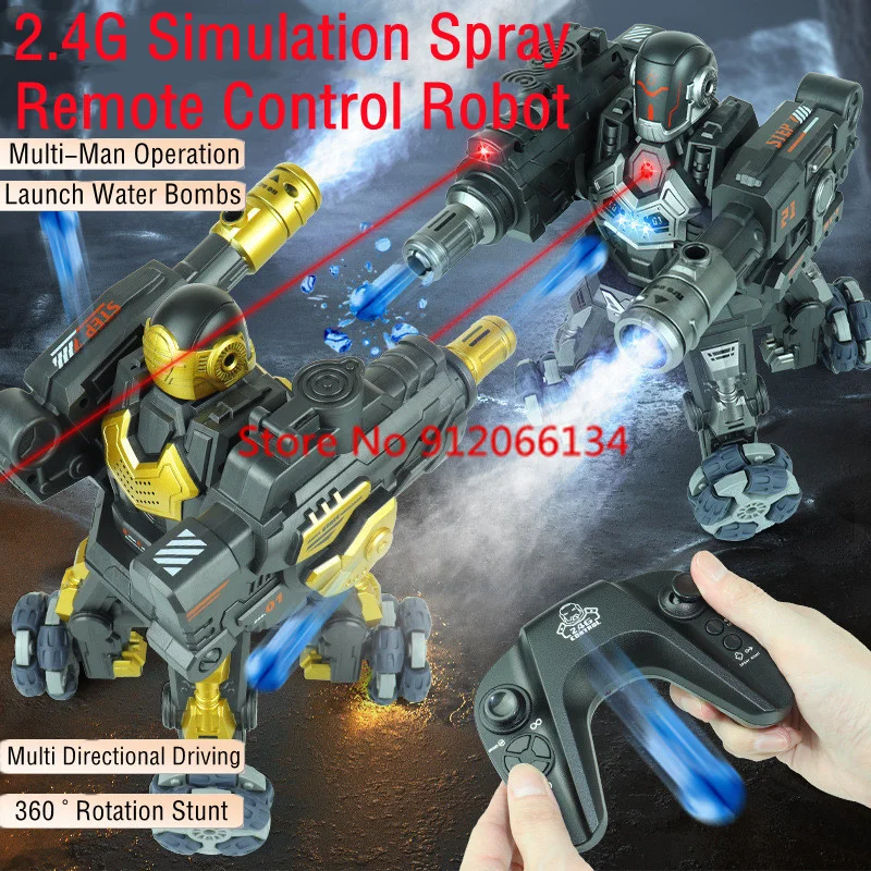 4Wd Multiplayer Combat 6 Life Rc Robot 3D Rotazione Fire Bullet Auto Demo Illuminazione Effetti Sonori Telecomando Stunt Robot Toy
