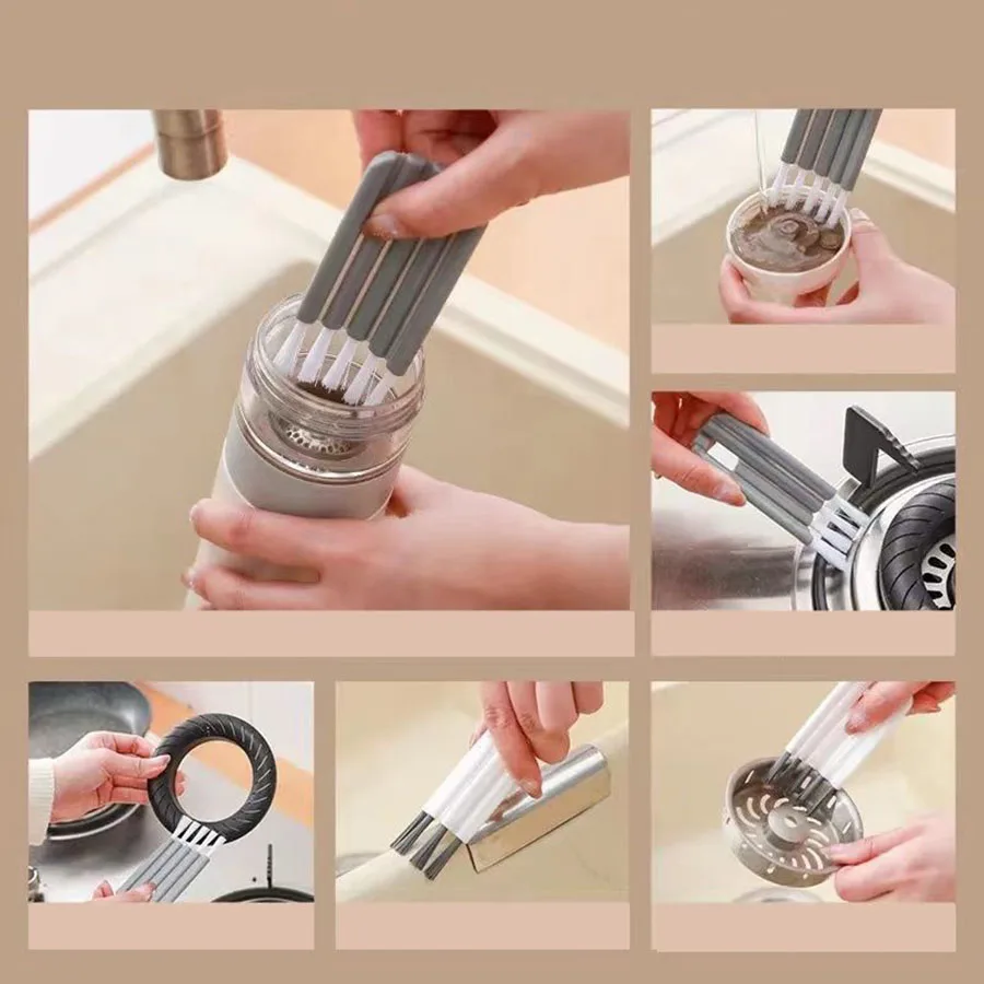 Multifunctional Keyboard Cleaning Brush Crevice Thermos Cup Lid Keyboard Bottle Mouth Brush Curved Handle Cleaning Brush 3
