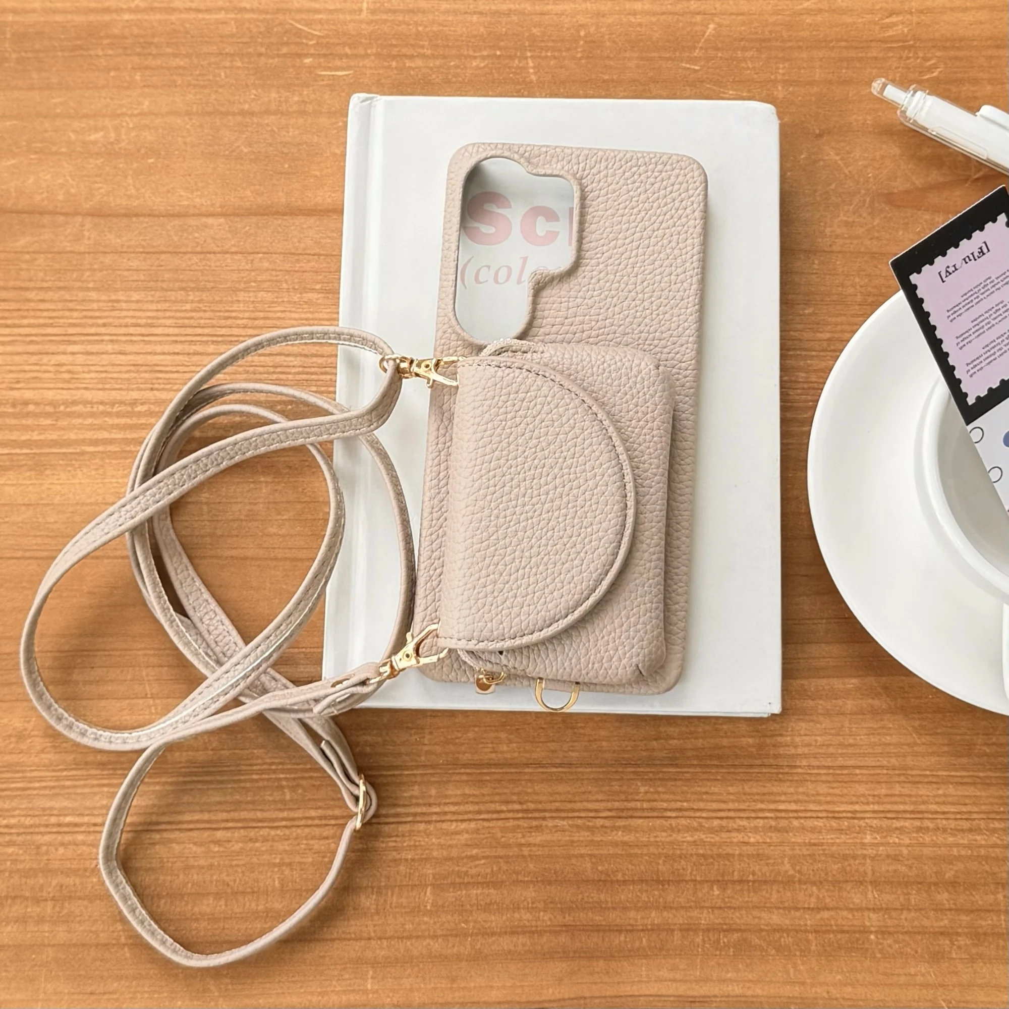 Crossbody Lanyard Phone Case with Mirror Zipper Card Holder and Shockproof Cover
