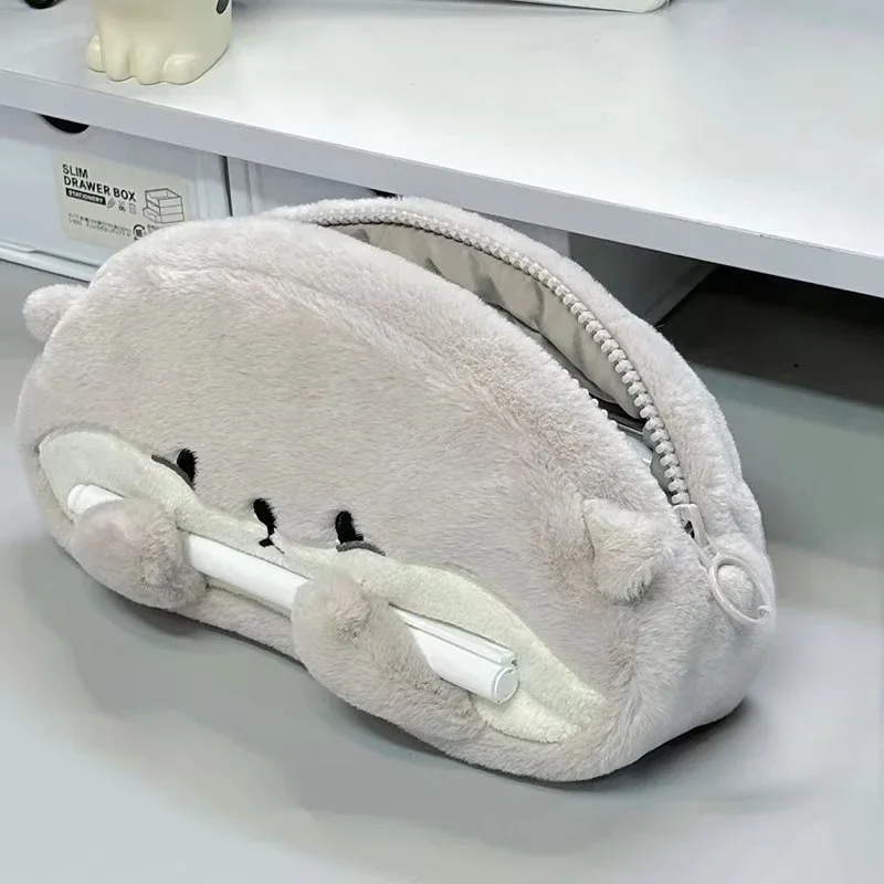 Kawaii little otter penguin plush pen bag Large capacity pencil case Stationery storage bag School supplies