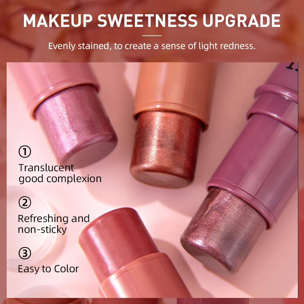 Cheek Bronzer Face Rouge Blusher Cream Natural High Color Rendering Brightening Skin Tone Lasting Multi-function Blush Stick New 4