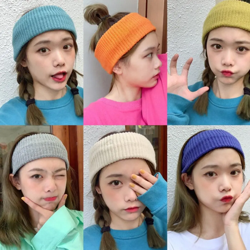 Knitted Yoga Hair Bands Elastic Sport Headbands Casual Women Wide Stretch Hairband Hair Accessories For Dance Biker