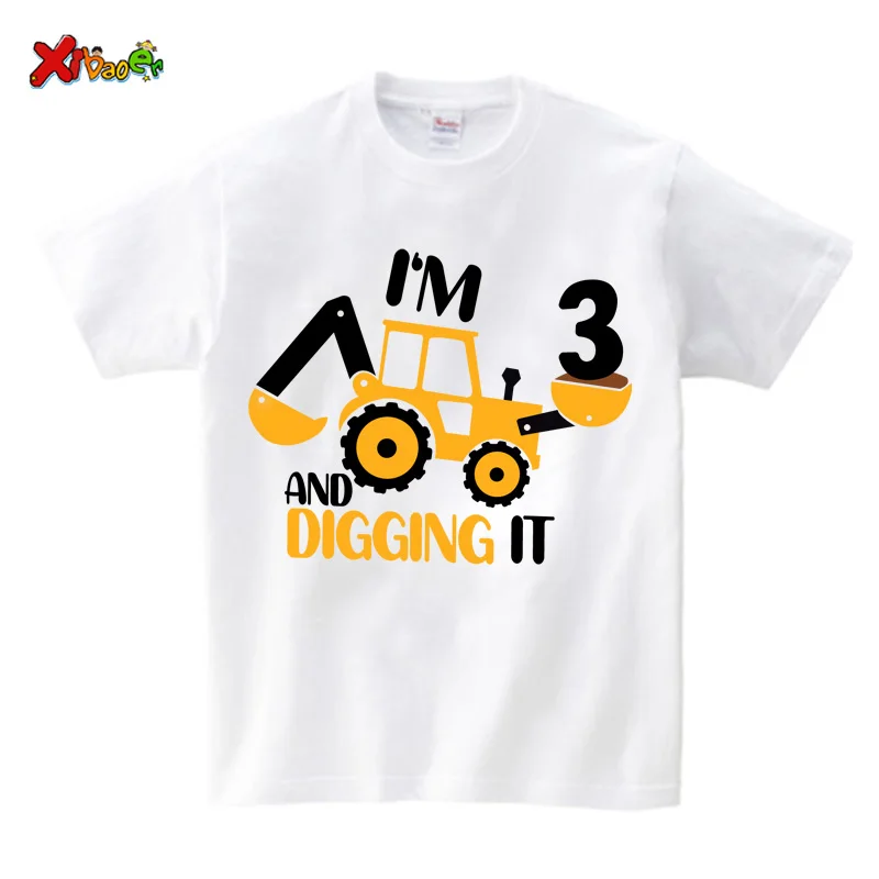 Family Matching Outfits Construction Birthday Party Family Shirt  Personalized T Shirt Boy ANY AGE Name I'm 3 Famili Look Famili - 2