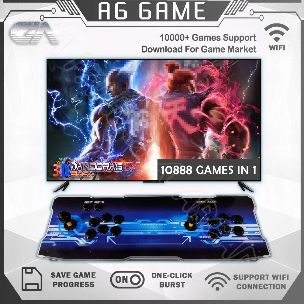 10888 In 1 Per Pandora Saga Ex2 Box 3D Wifi Retro Arcade Console Di Gioco Bartop Cabinet Support Down Games