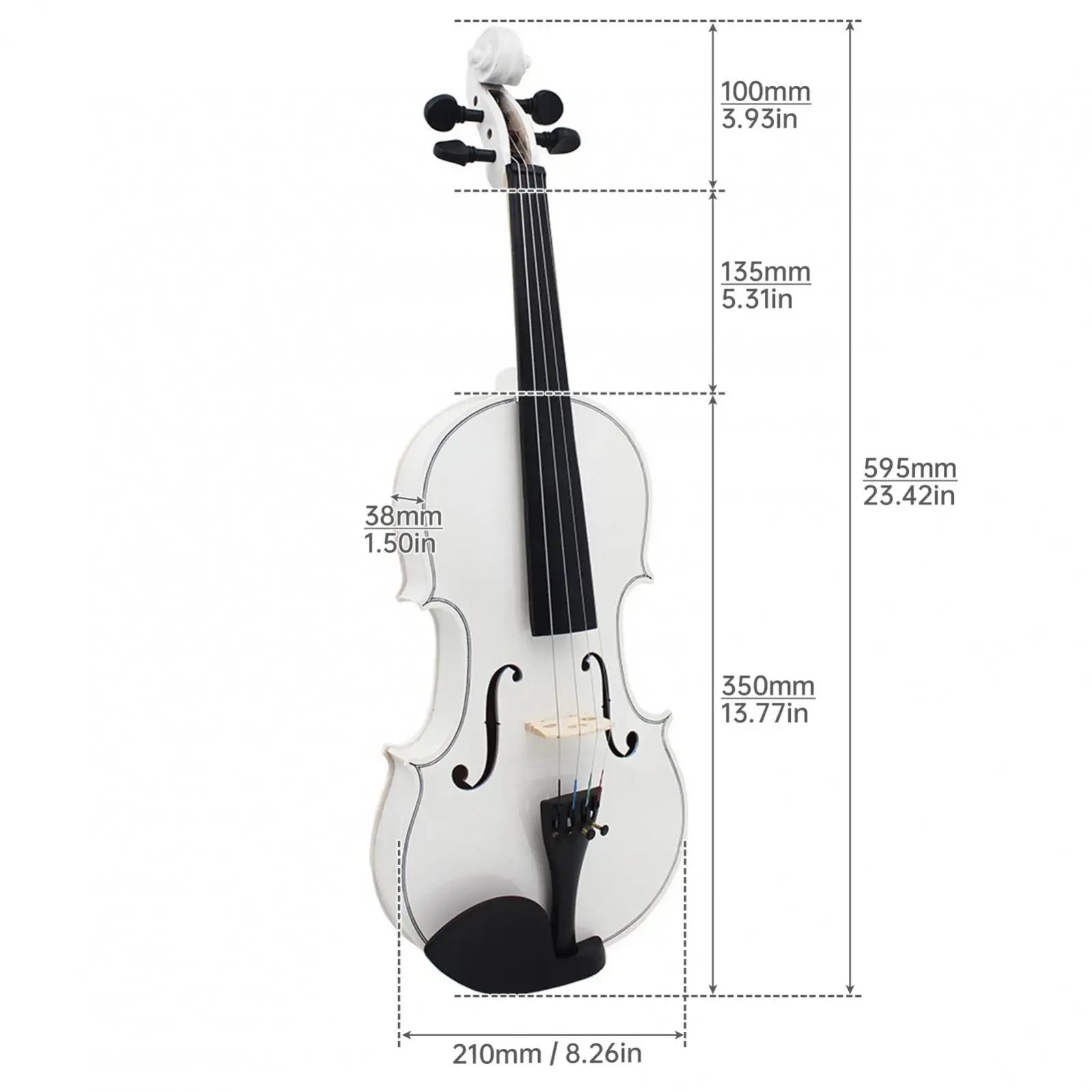 4/4 Full Size Solid Wood Acoustic Violin for Violin Beginner with Bow Case White Blue Pink Color Fiddle
