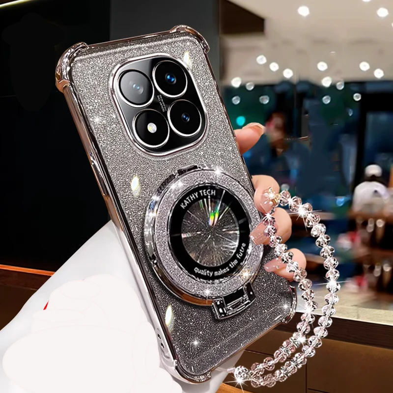 Glitter Crystal Bracelet Phone Holder Case - Shockproof Bracket Cover