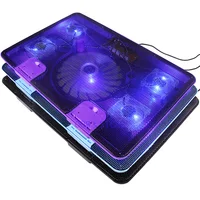 New Radiator Cooler Cooling For Laptop Pad 13 14 15 17" Inch With Five Fan Two USB Port Side-Proof Stand Notebook Light Heatsink