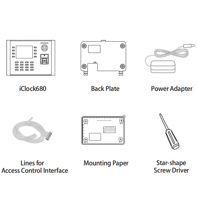 ZK-Système de contrôle d'accès de porte avec caméra, iclockdeded iclock680, TCP/IP, USB, empreinte digitale, temps, rêves, présence, serveur Web