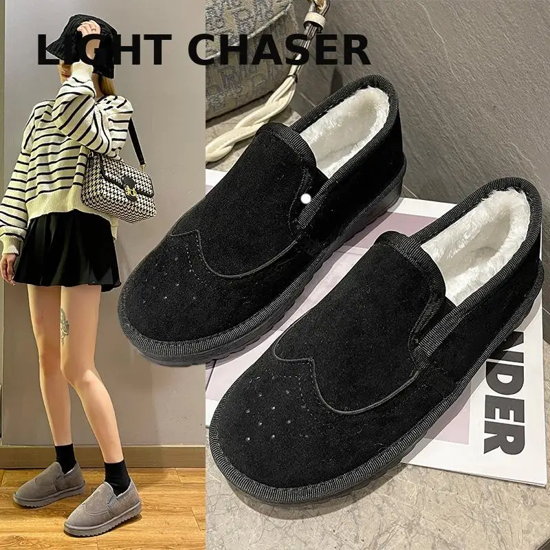 

Ботинки большого размера для снежной погоды женская зимняя новая женская обувь Корейская версия на толстой подошве теплая Студенческая обувь из хлопка с бархатной подкладкой