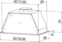 52/70/90 Cm Wall Mount Range Hood, Electronic Push Button, Stainless Steel Canopy Rangehood 2