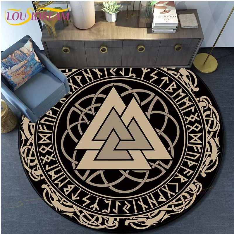 The Vikings Pattern Area Rug Round Floor Mat Living Room Carpet