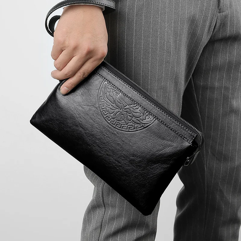 

Мужской клатч-конверт из искусственной кожи, вместительный клатч на застежке, трендовая Сумочка для документов