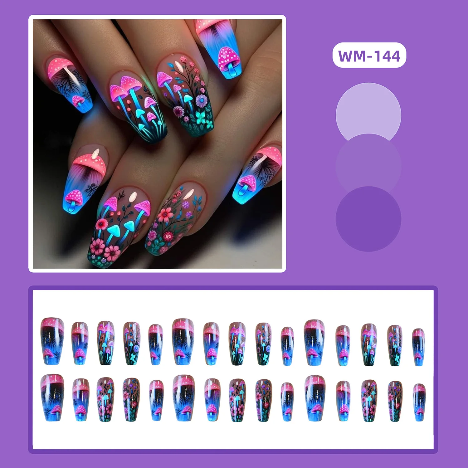 Mushroom Design Press on Nails 2