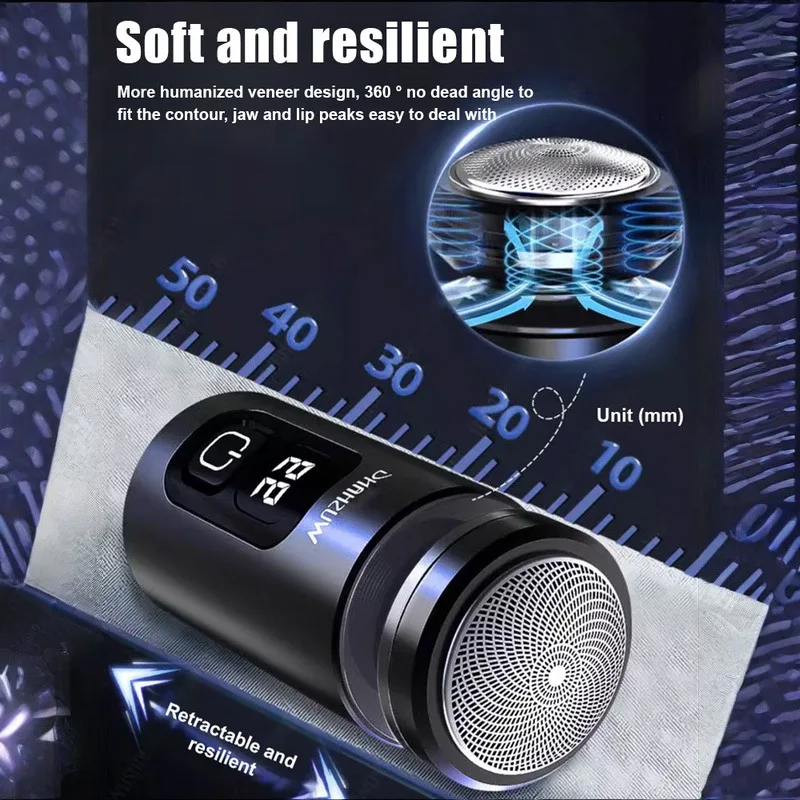 남성용 휴대용 LED 디지털 현수 블레이드 스틸 블레이드 전기 면도기, TYPE-C 충전식 건식 습식 듀얼 면도기