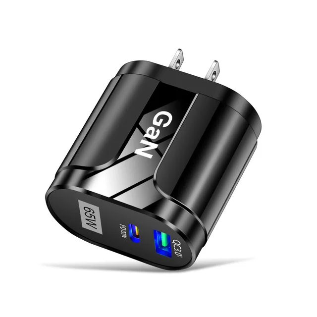 PD 65W Fast Charge Adapter For Laptop MacBook Pro Type-C Quick Charger For Apple iPhone 11 12 13 Pro iPad Huawei Xiaomi Samsung US Black
