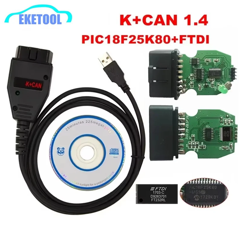 Puce PCB FTDI FT232ATV pour Audi, VW, Skoda, Seat, VAG K + LilCommander, K-Line Commander, Vert, PIC18F25K80, 1.4, Lil1.4