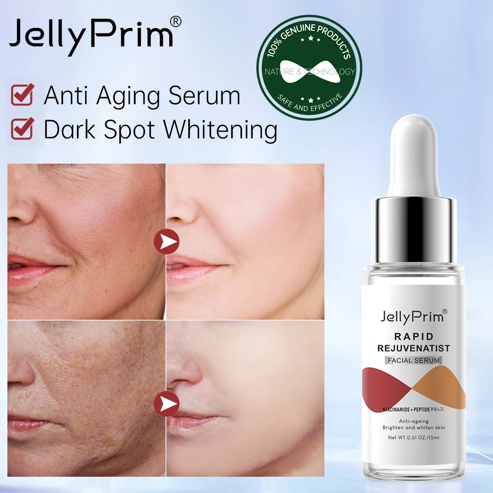 Jellyprim Niacinamide facial Serum for Face Skin Care Products Pore Shrinking Dark Spots Whitening Wrinkle Removal Anti-Aging facial whitening 5 in 1 serum hyaluronic acid niacinamide vitamin c e collagen serum skincare anti aging face serum