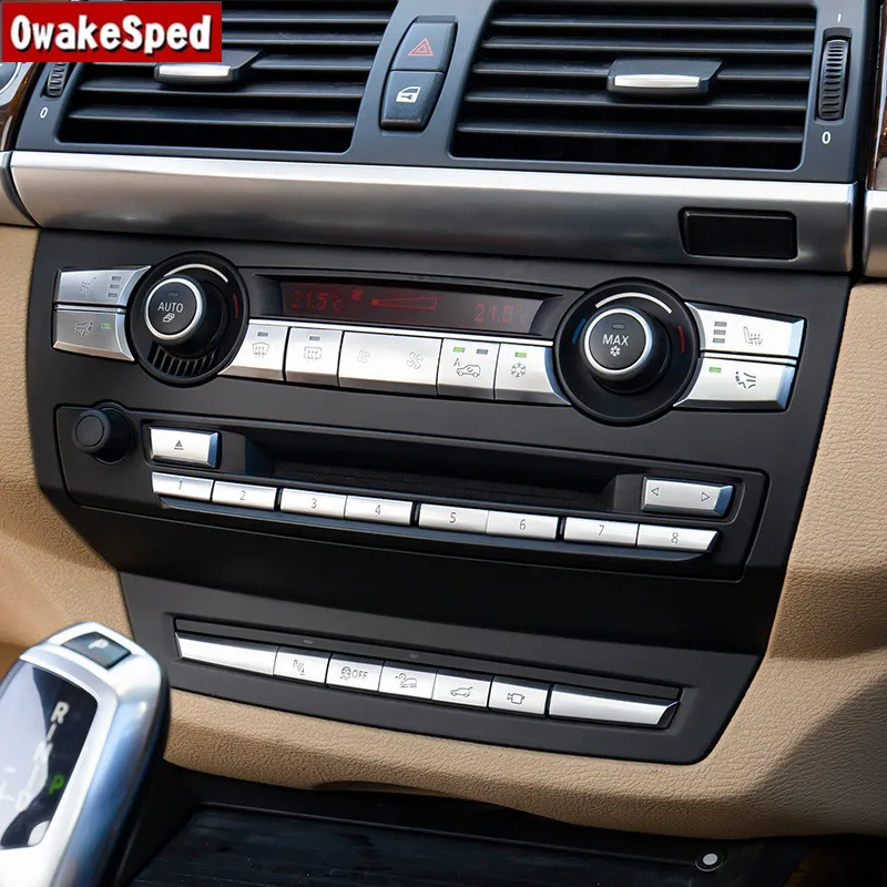 

Автостайлинг консоль CD панель Мультимедийные кнопки кондиционера декоративная крышка наклейки отделка для BMW X5 X6 E70 E71 2008-2014