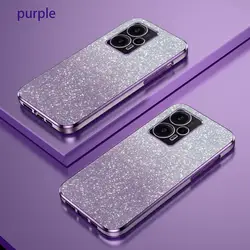 Luxury Glitter Gradient Plating Silicone Shockproof Back Cover for Poco F2 Pro (Purple)