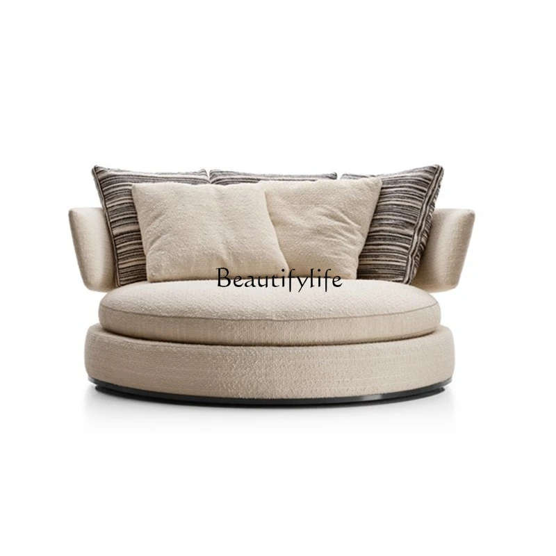 

Italian Minimalist Leisure Chair Fabric Single Sofa Living Room Casual Lazy round Recliner