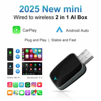 2025 nuevo 2 en 1 inalámbrico Carplay AI Box Android Auto Plug And Play aplicable para convertir el coche Original con cable Carplay a inalámbrico 1