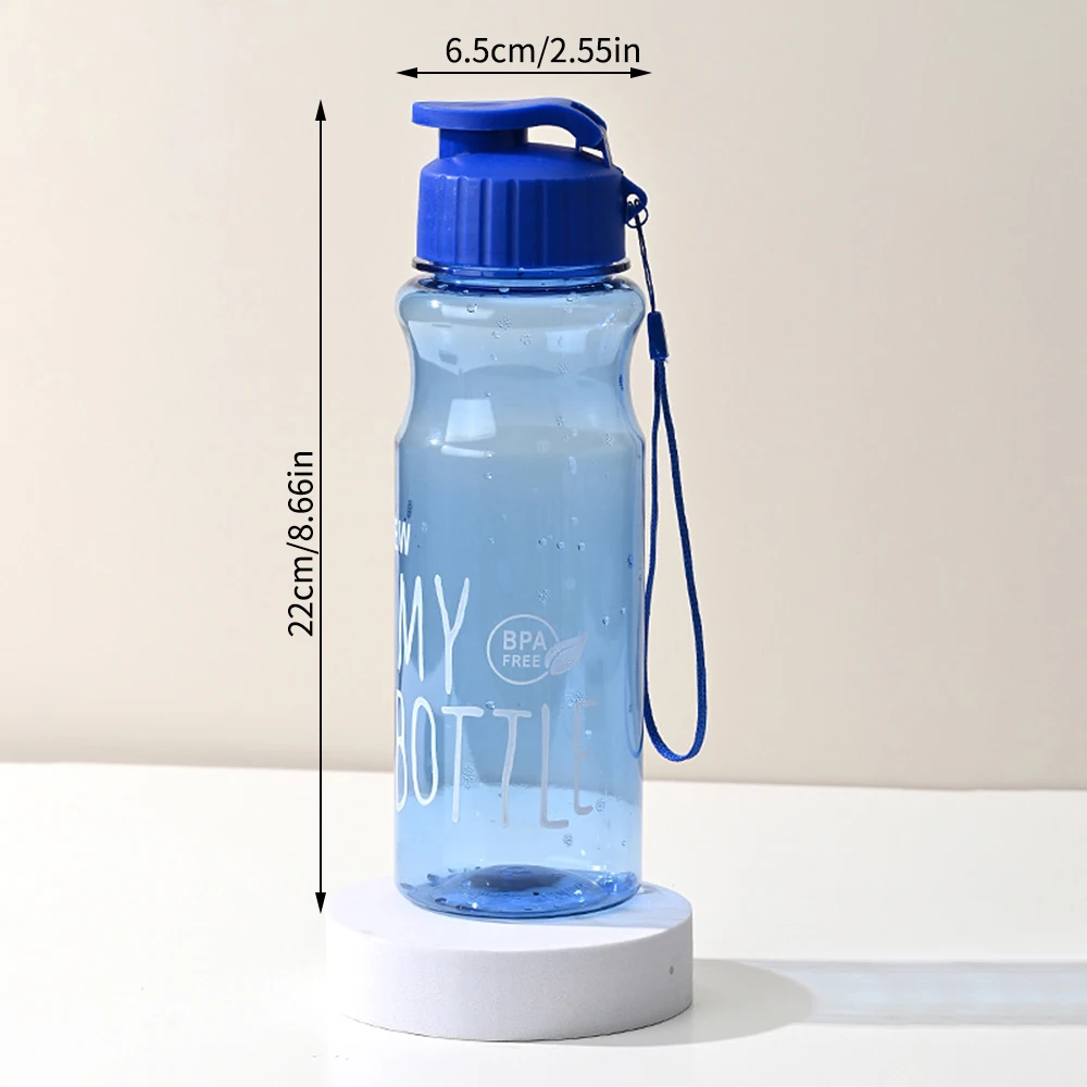 550ml Portable Plastic Water Bottle Transparent Clamshell With Rope Design for Fitness Office Outdoor
