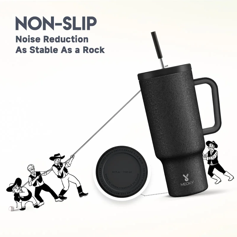 Coffee Cup Tumbler Cup Meoky Tumbler with Handle Straw 40oz/1182ml Thermos Bottle Cold Ice Stainless Steel Simple Car Mug Water Bottle Coffee Cup