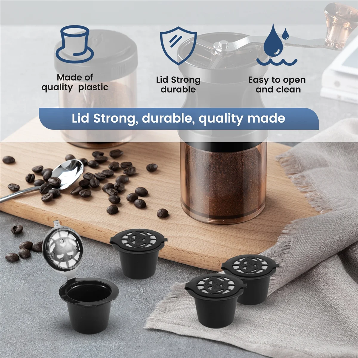 10 Pcs Reusable Refillable Coffee Capsule Filters for Nespresso with Spoon Brush Kitchen Accessories Coffee Filter Black HOT