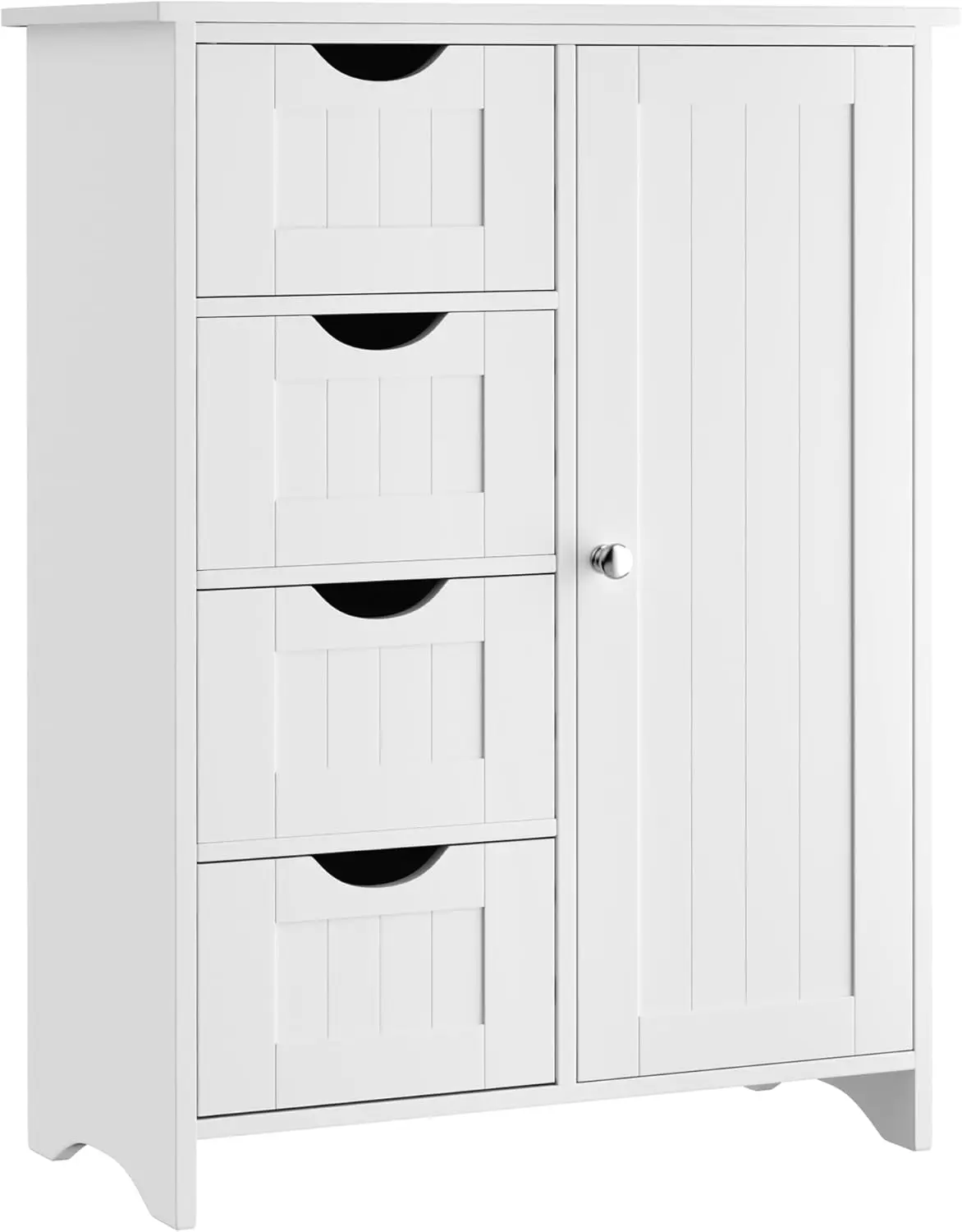 Bathroom Storage Cabinet, Floor Cabinet with 4 Drawers and 1 Adjustable Shelf, Storage Oragnizer for Living Room (White)