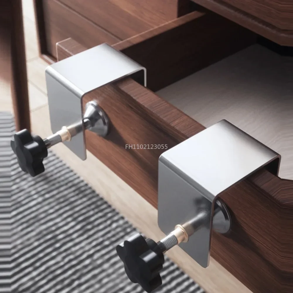 2Pcs Drawer Panel Clips Cabinet Tool Home Furniture Accessories Steel Drawer Front Installation Clamps Hardware Woodworking Jig
