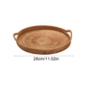 Rattan Serving Tray Round Woven Wicker Basket Decorative Rustic Table Tray with Handles for Serving Dinner Parties Breakfast 2