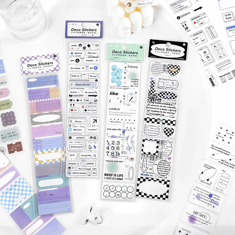 

3pcs/pack English monologue Stickers Excerpts Motto Cute Diary Scrapbooking Decoration Material Stickers Student Stationery