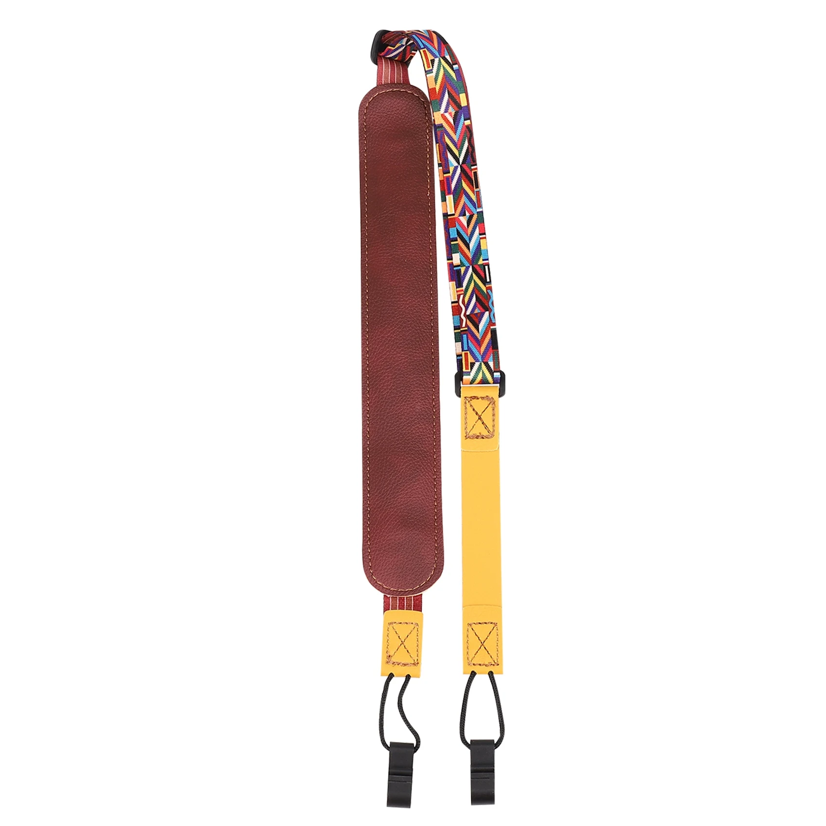 

Ukulele Free Punching Strap Slanting Tailless Nail Ukulele Strap Shoulder Strap Piano (Yellow Ethnic Style)
