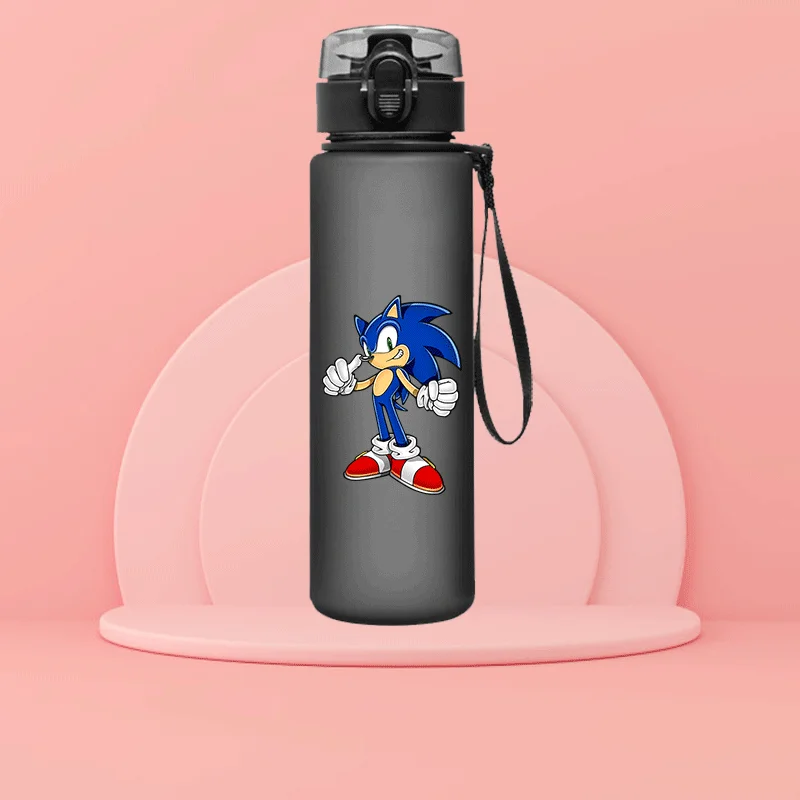 530/560ML Anime Cartoon Sonic The Hedgehog Water Bottle with Time Marker  Portable Reusable Plastic Cups Summer Water Cup