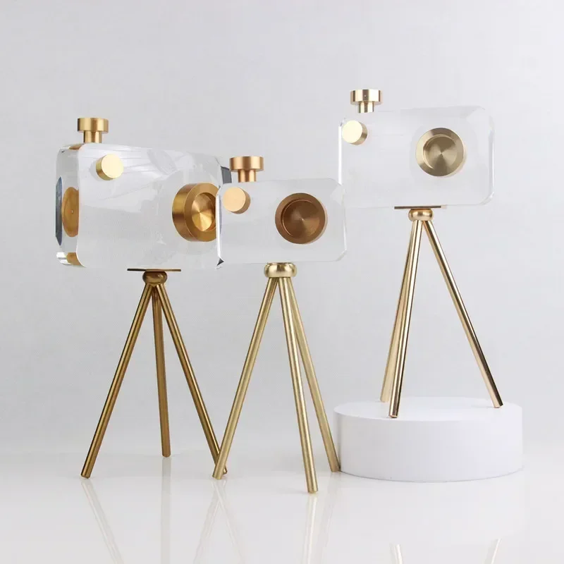 Vintage Crystal Camera Ornament Glass Binoculars Model Living Room Wine Cabinet Desktop Decoration Astronomical Gift waterproof binoculars