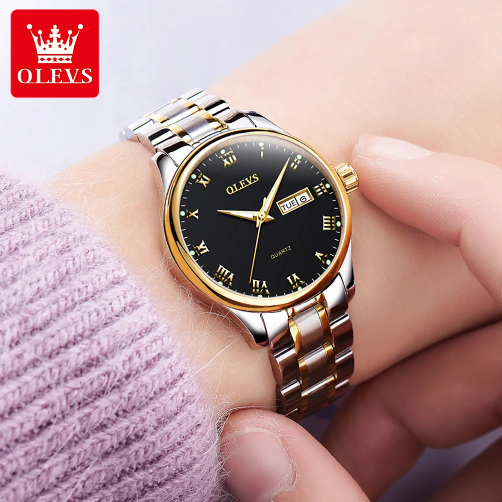 OLEVS 5568  High quality Exquisite Alloy Strap Women's Wristwatch, Waterproof Business Quartz Watch For Women Luminous Calendar